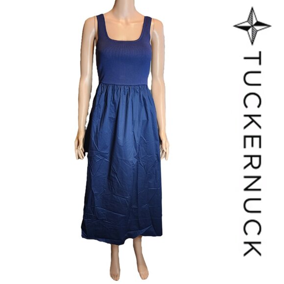 Tuckernuck Dresses & Skirts - Tuckernuck Navy Mixed Media Juliette Dress Small Label coming detached